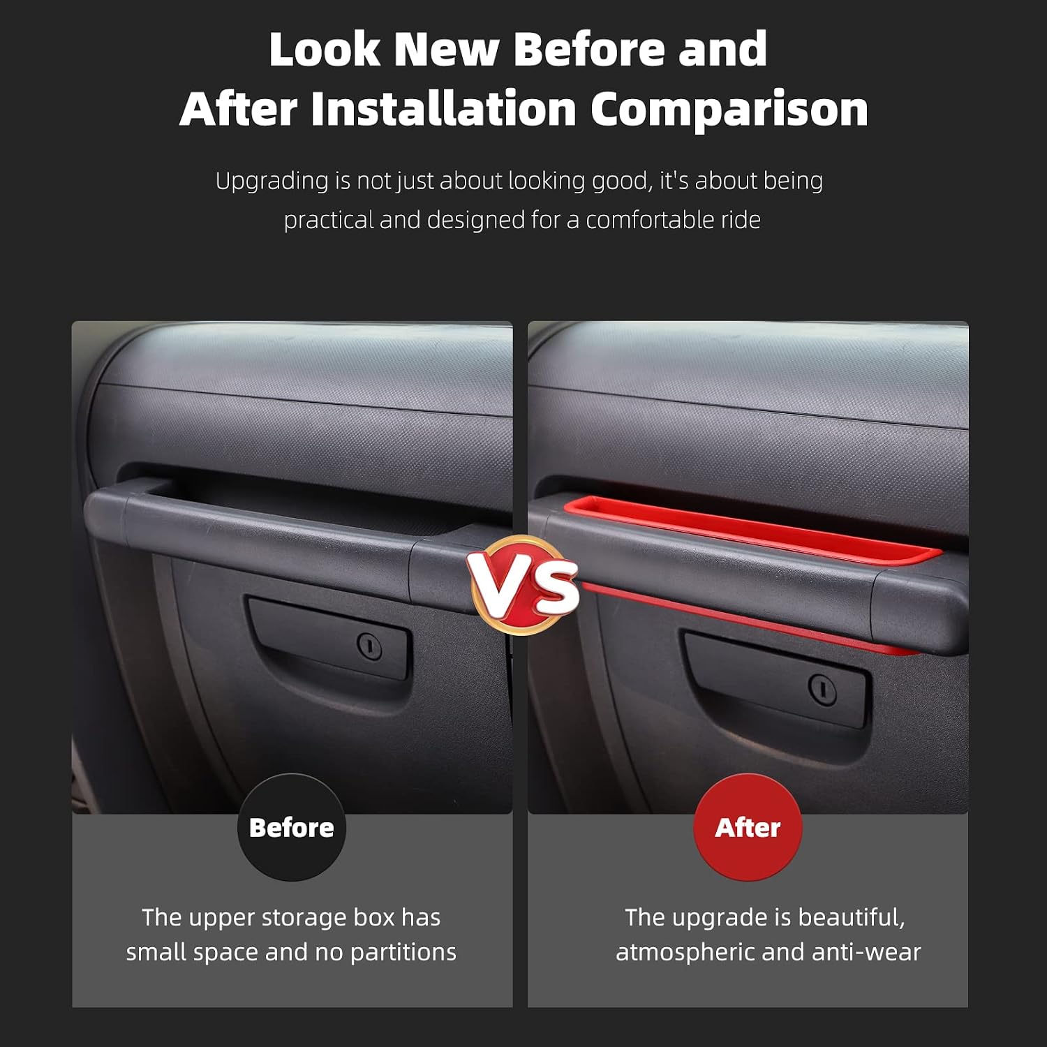 CheroCar Grab Tray Passenger Storage Box Handle Storage Box Tray Organizer Grab Accessory for Jeep Wrangler Jk 2007-2010 (Red)