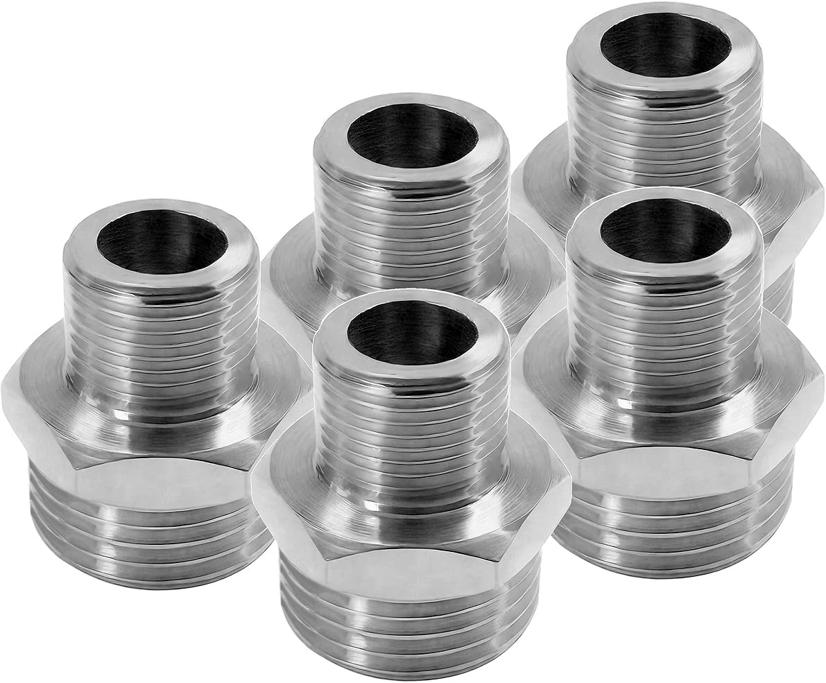 Beduan Brass Water Line Adapter G 1/2 to Compression 3/8 Reducer Hose Pipe Adapter Compression Fitting for Kitchen Bathroom Faucet Supply Hose, Stop Valve Pipe Connector (Pack of 4)