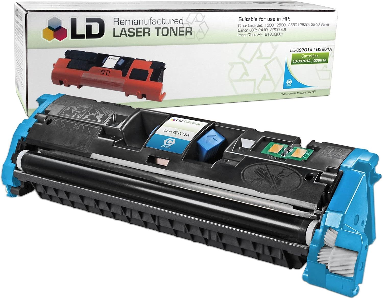 LD Remanufactured Toner Cartridge Replacement for HP 121A C9701A (Cyan) Compatible with HP Color LaserJet 71 1500L 2500L 2500n 2500 2500tn 1500 1500LXI 2500Lse