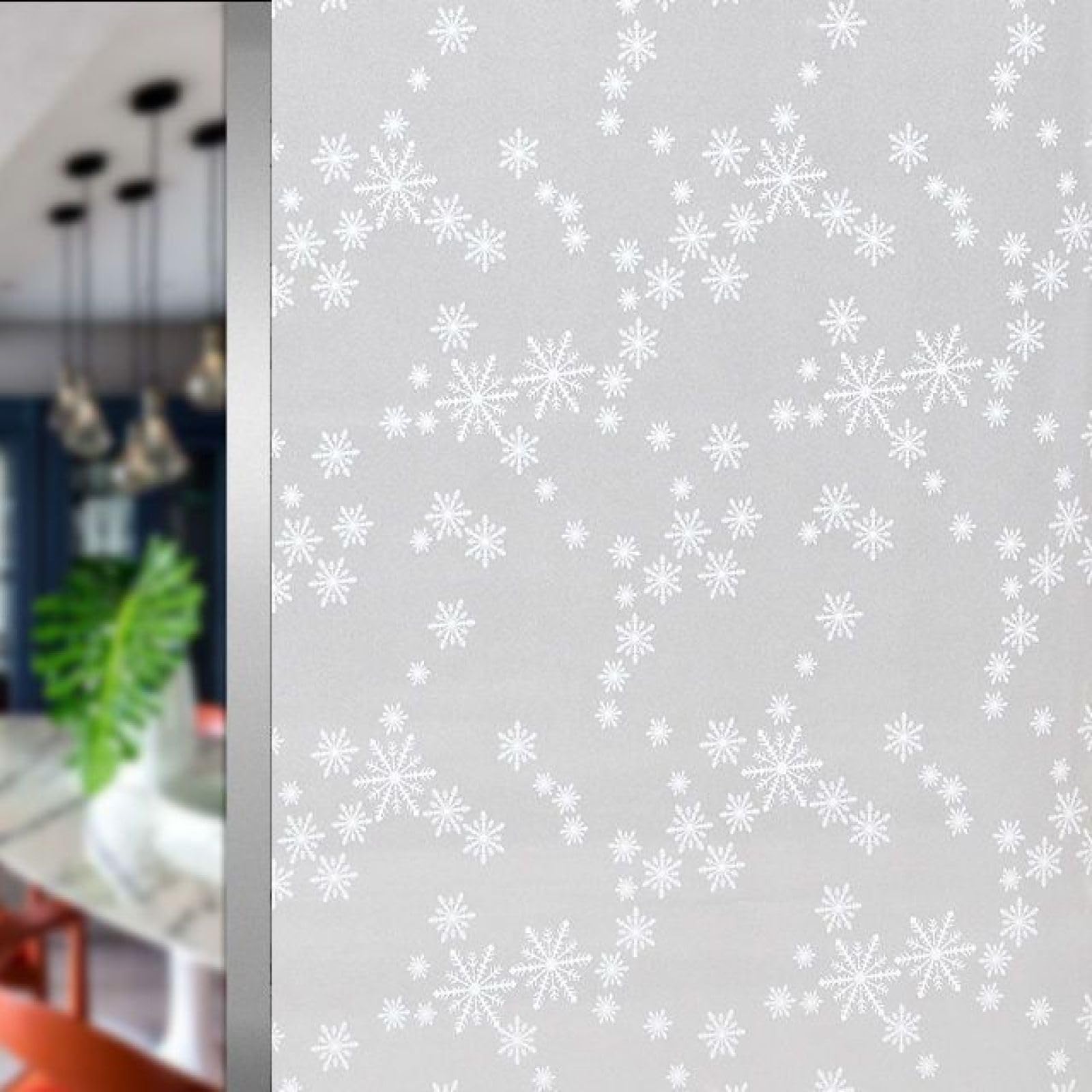 Frosted Window Film Snowflake White Window Film Privacy Self Adhesive Static Cling Privacy Window Film No Glue Window Privacy Film Bathroom Privacy Film for Glass Windows Living Room 60x200cm