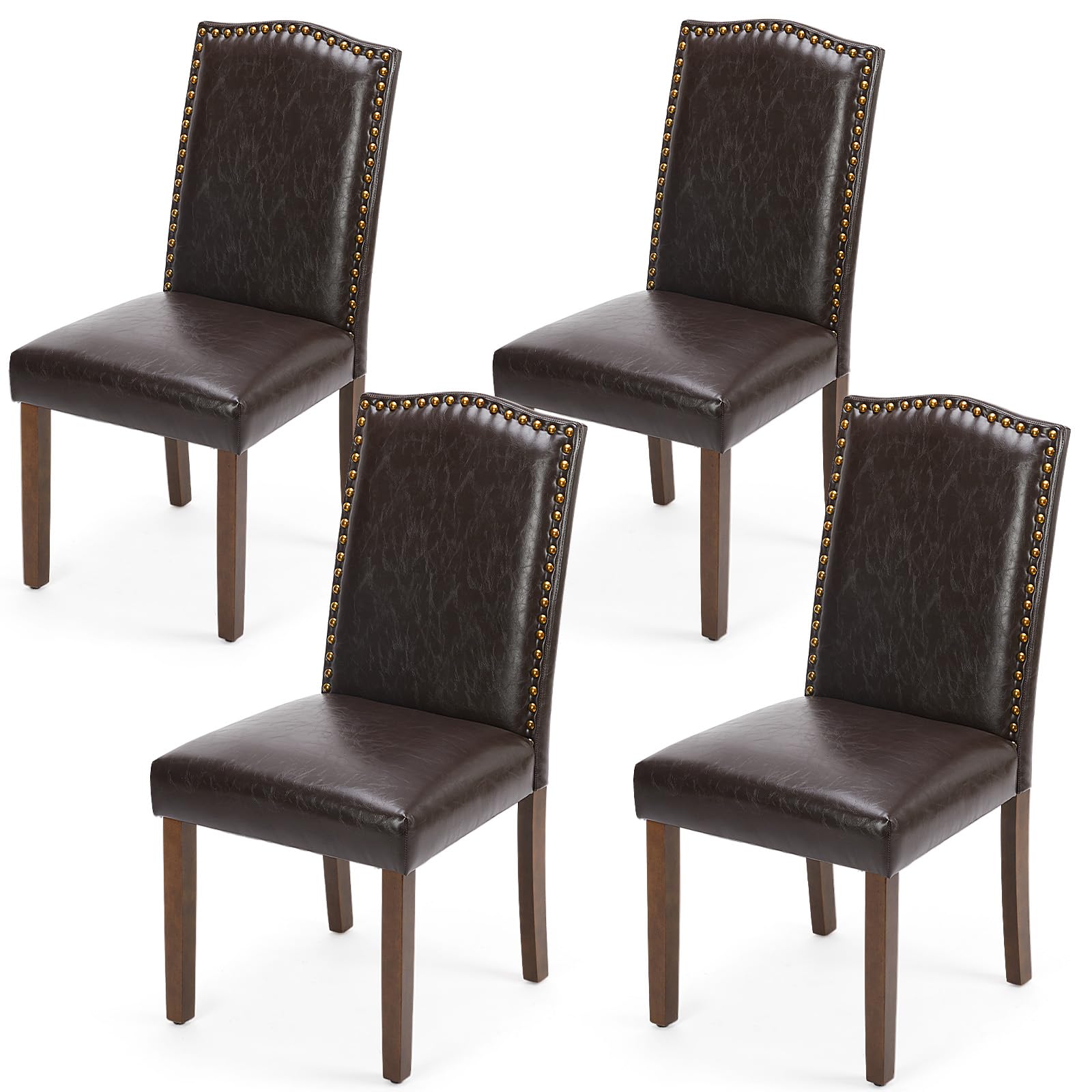 DUMOS PU Leather Dining Chairs Set of 4 Brown