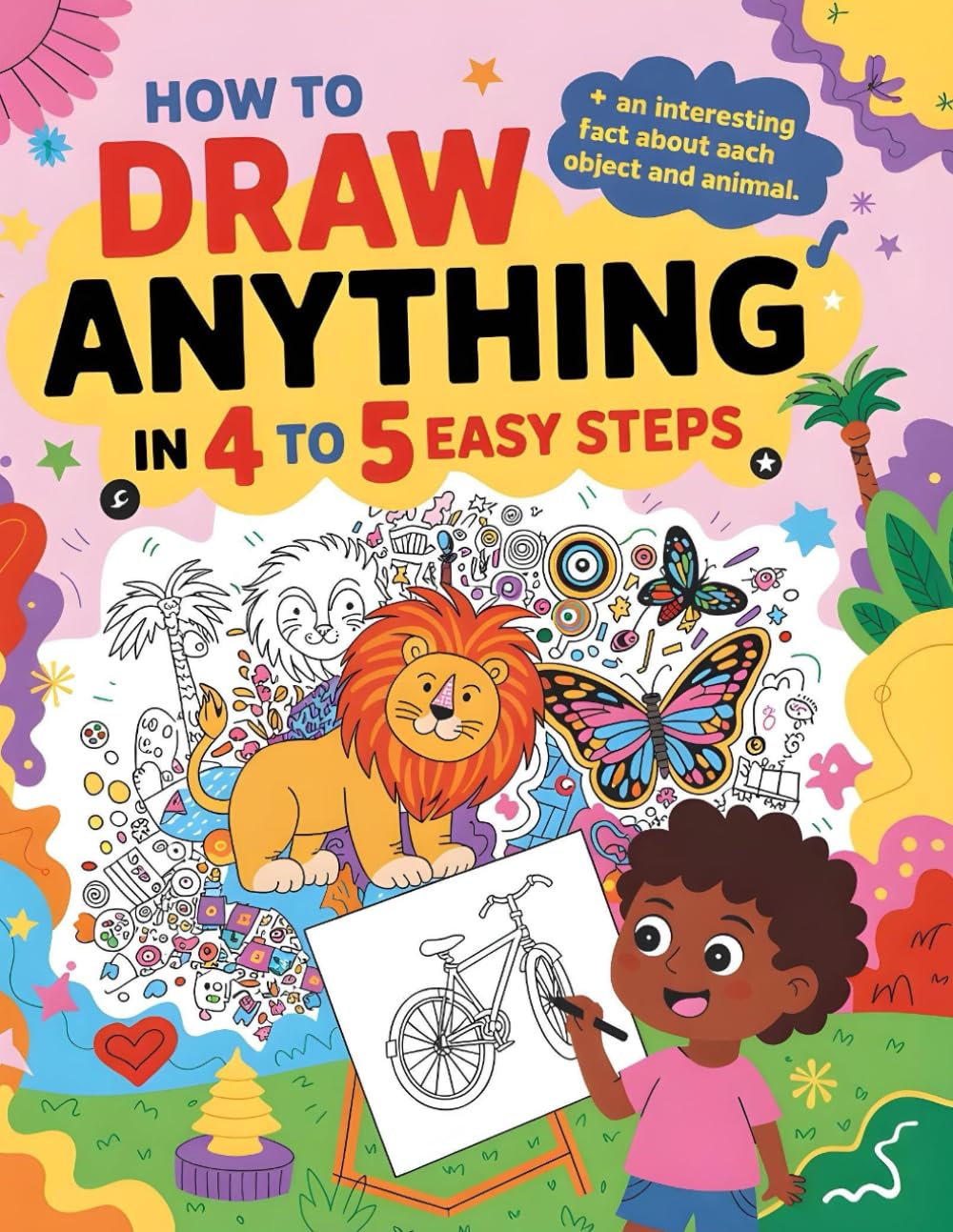 How to draw anything in 4 to 5 easy steps. Made for kids 8-12 years old. An interesting fact about each object and animal is included.