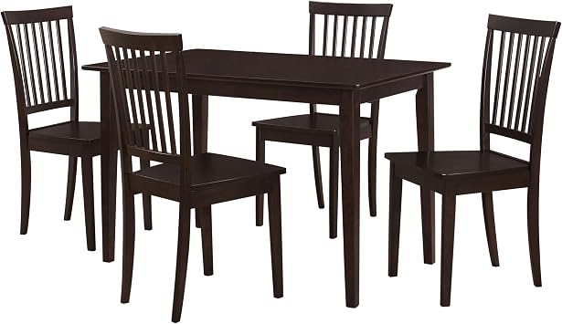 Coaster Home Furnishings - Gomez - Wood - 5-Piece Rectangular Dining Table Set Transitional Style with Vertical Slat Back Wooden Chairs Dining Room or Kitchen Cappuccino - 150152