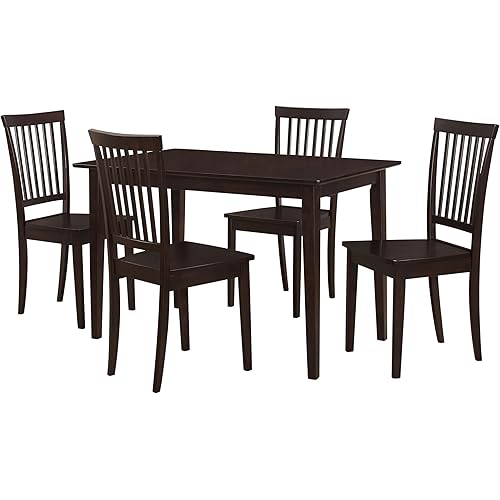 Coaster Home Furnishings - Gomez - Wood - 5-Piece Rectangular Dining Table Set – Transitional Style with Vertical Slat Back Wooden Chairs – Dining Room or Kitchen – Cappuccino - 150152