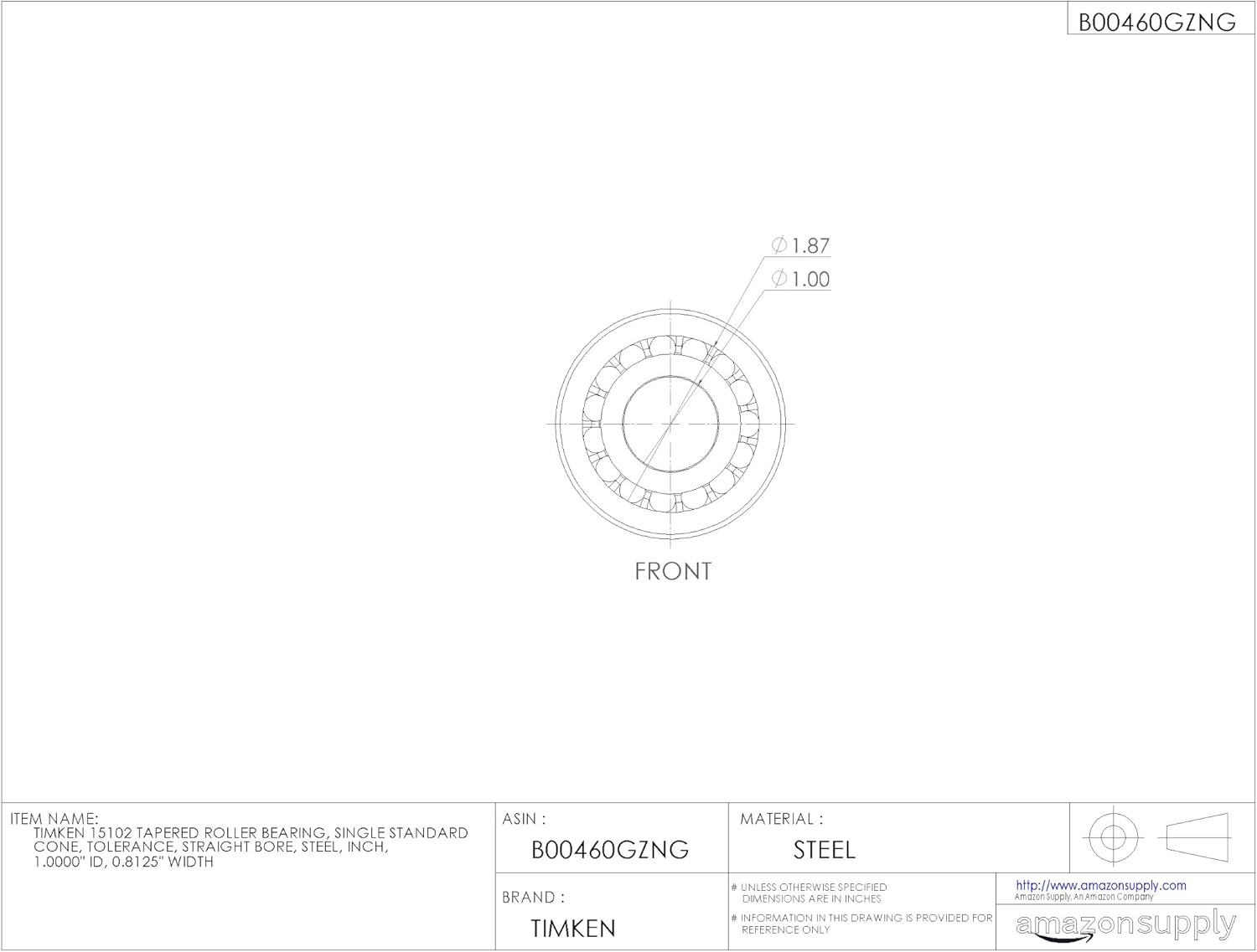 Timken Tapered Roller Bearing Cone - 15102
