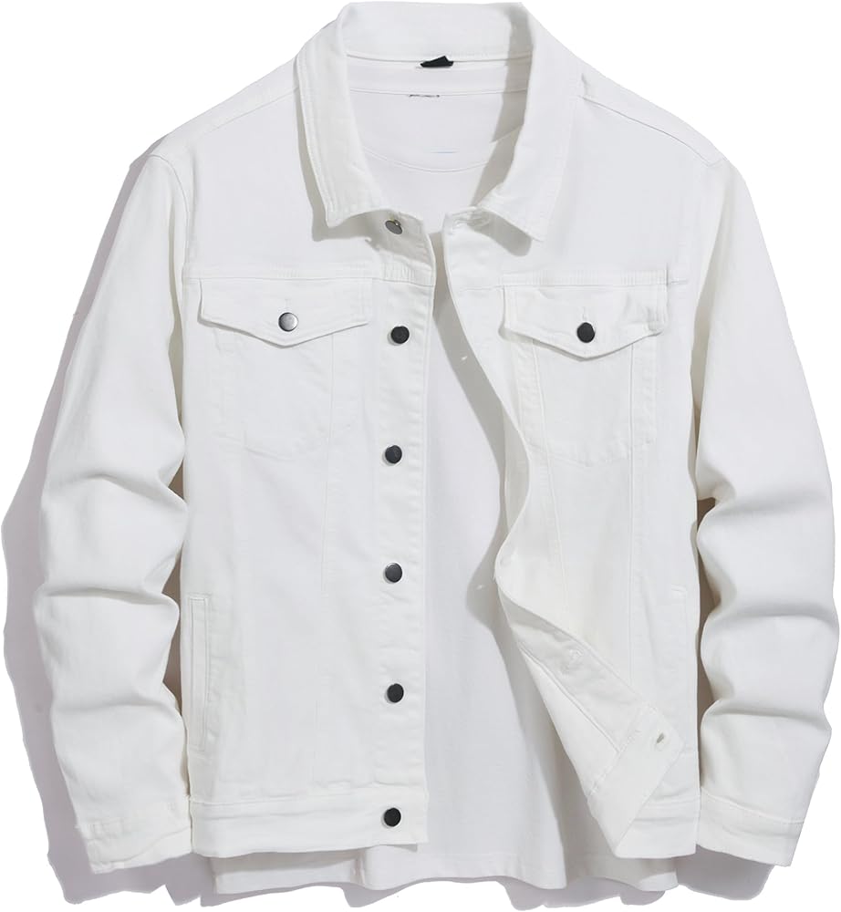 ジャケット・アウター ba(s) lope coated white denim jacket BULUWIE Denim Jacket Men,White Denim Jacket Men，Baggy Jean Jacket