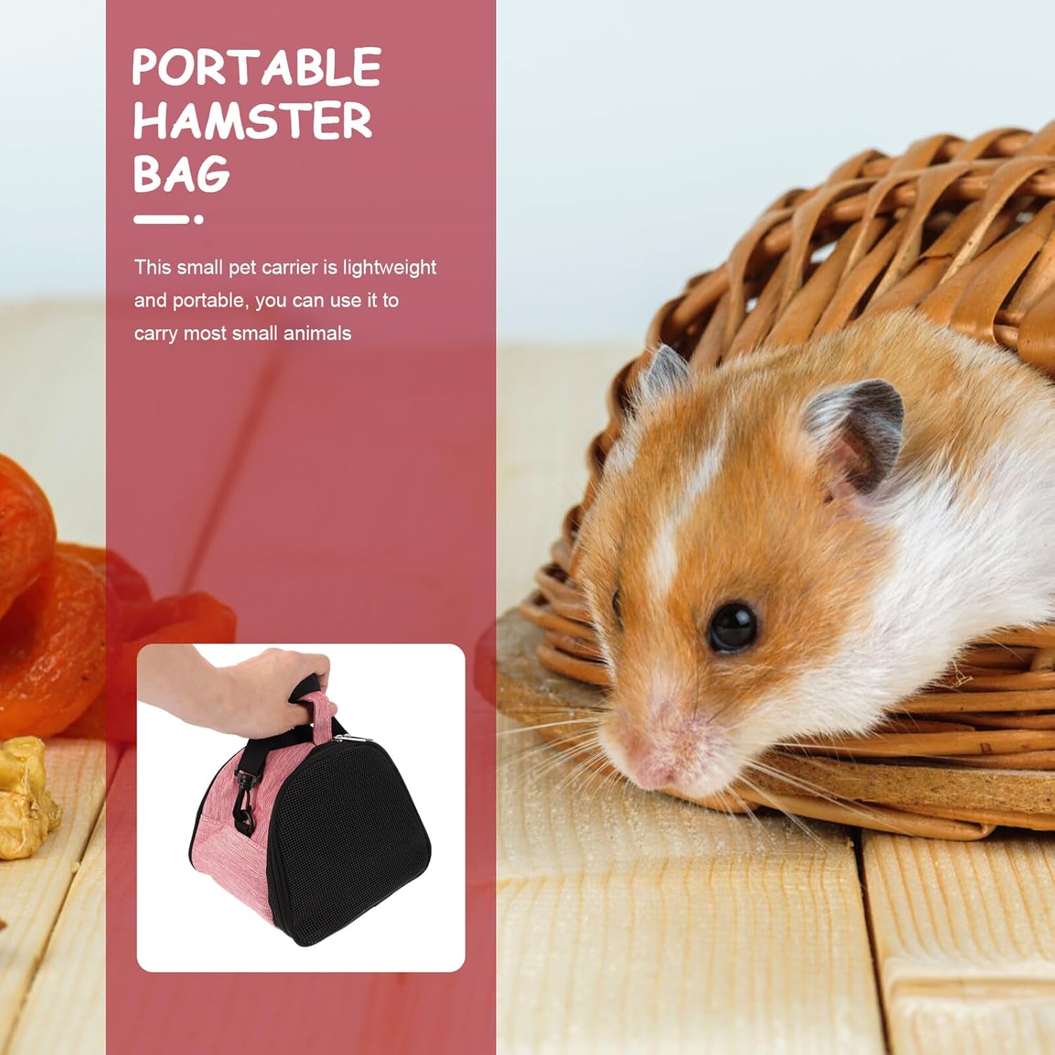 Hamster Travel Pouch Pet Carrier Large Breathable Rat Carrying Bag Adjustable Shoulder Strap Portable Small Animal Carrier for Guinea Pigs and Hedgehogs