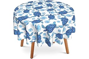 Sea Turtle Round Tablecloth 60 inch - The Epitome of Coastal Elegance
