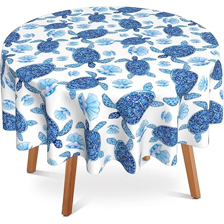 Sea Turtle Round Tablecloth 60 inch - The Epitome of Coastal Elegance