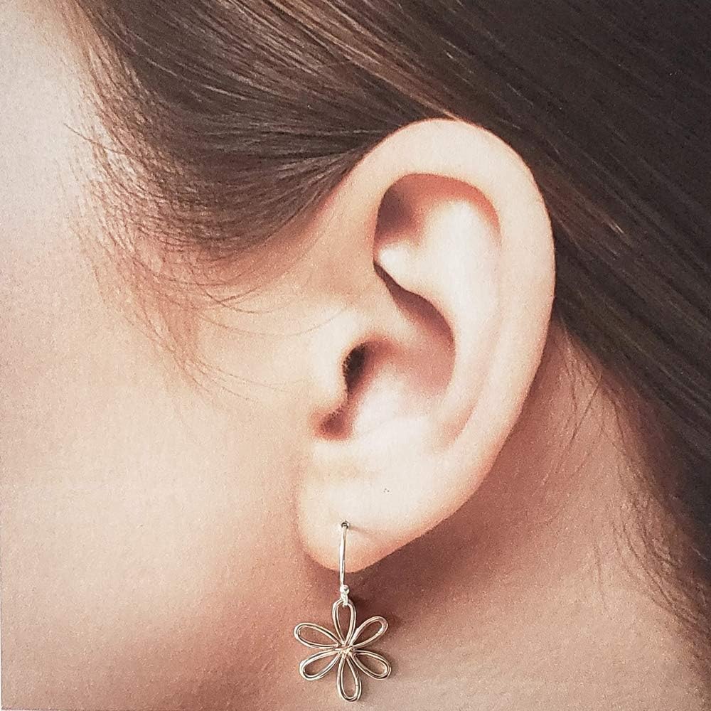 Sterling Silver Daisy Flower Charm Earrings - Image 2