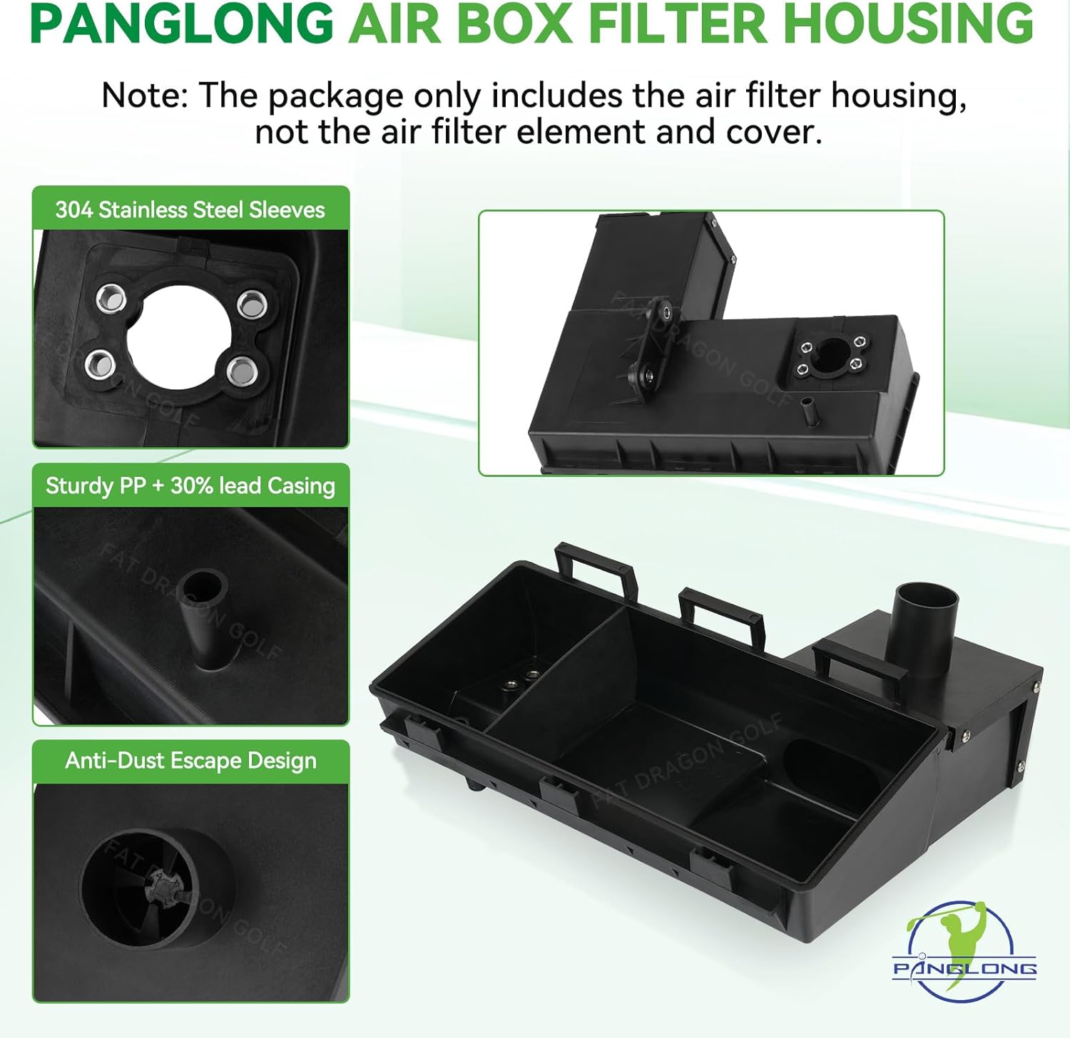 Panglong EZGO Golf Cart Standard Air Filter Housing, Suitable for 1994-2005 EZGO Gas Golf Cart with 295cc & 350cc Engine, OEM# 72178-G01 72178-G02 72146-G01 23726-G6 23726-G7 72147-G01
