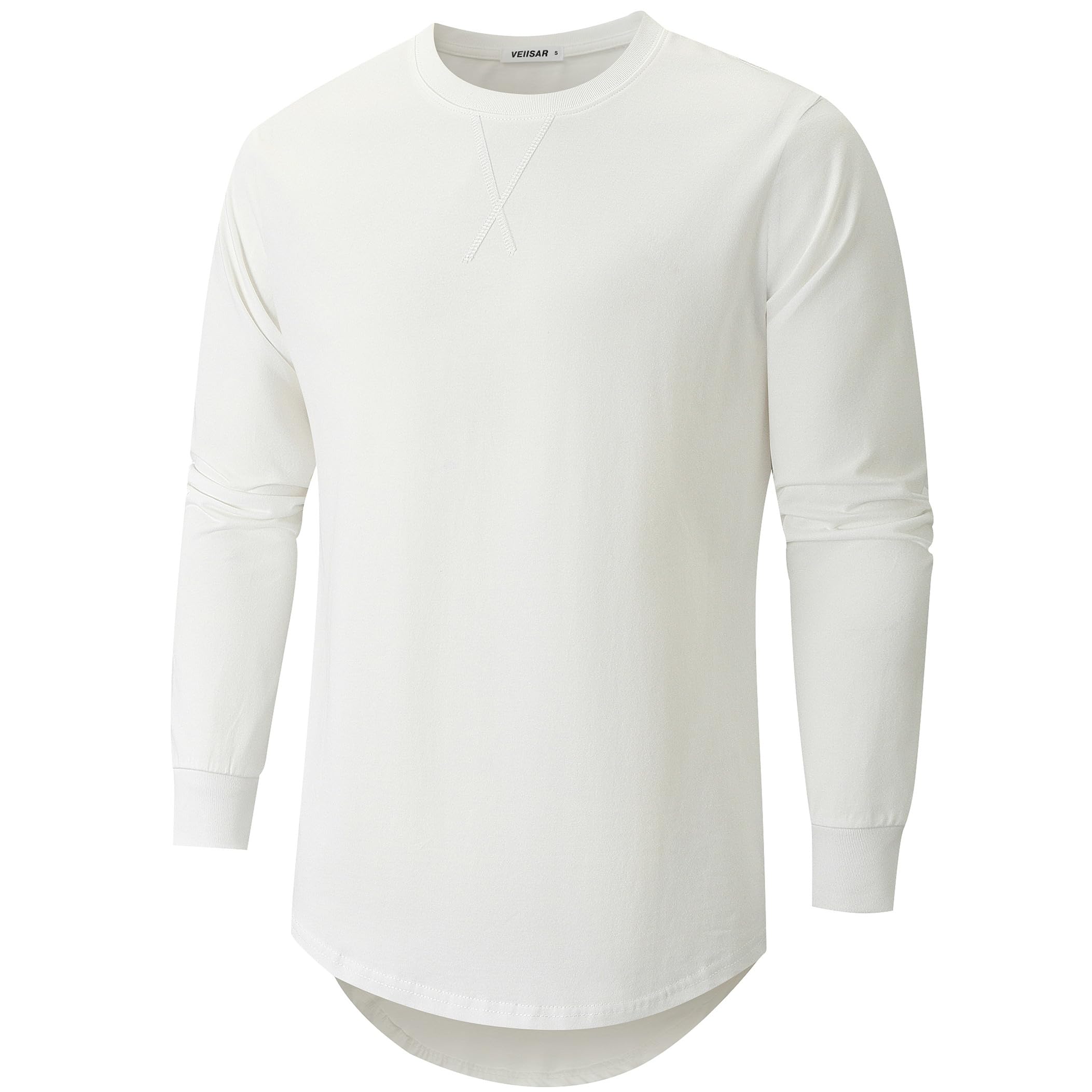 VEIISAR Herren Dickes Rundhalsmantel T-Shirt mit Herren 100 Baumwolle Heavy Duty Preshrunk Longline Shirt