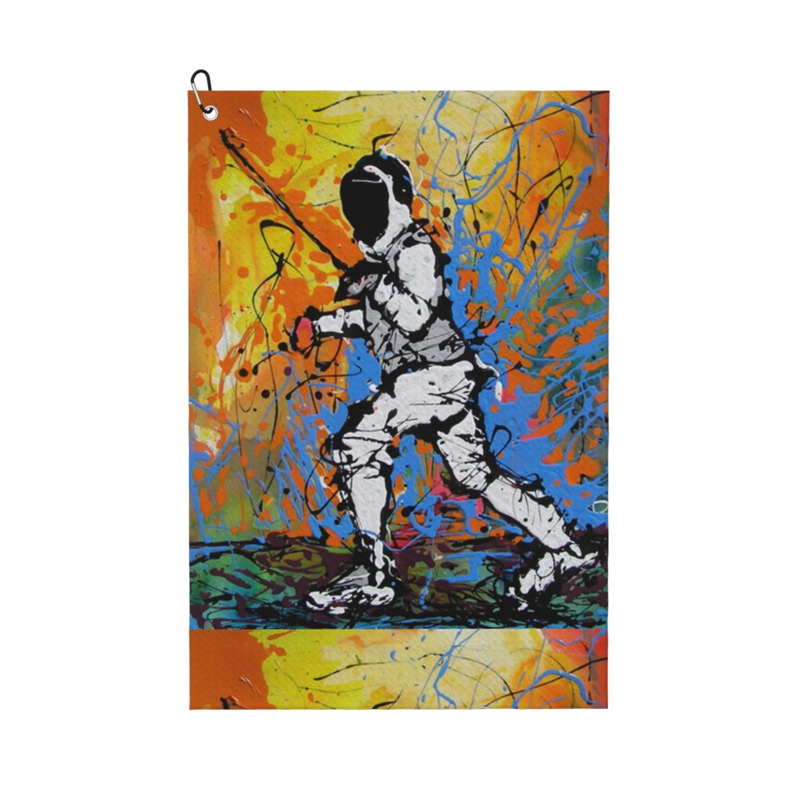 peiyeety Novelty Fencing Microfiber Golf Towel with Carabiner Clip, 16x24 Inch Absorbent Waffle Weave Towel for Golf Bags