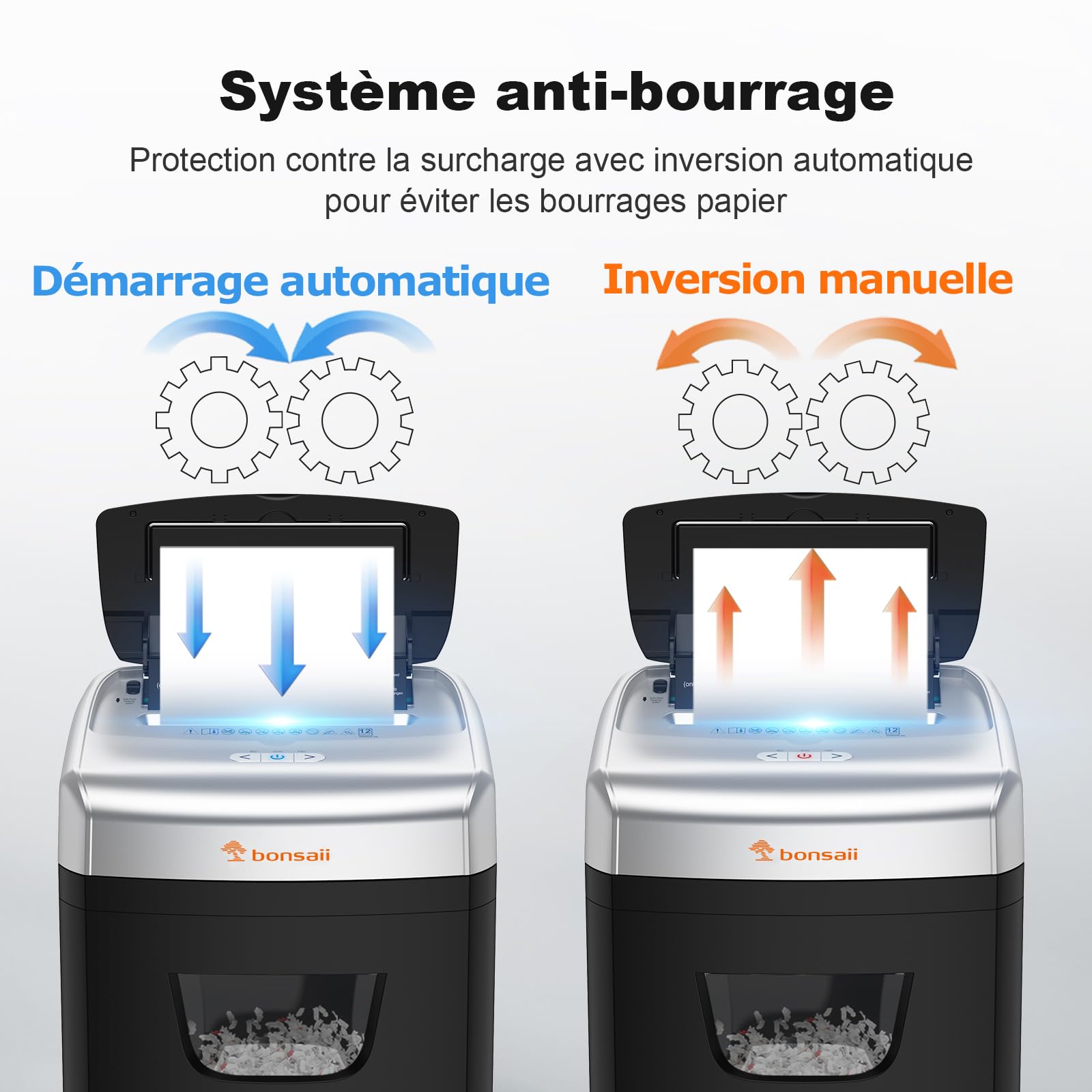 Bonsaii 120 Feuilles Destructeur de Documents avec Alimentation Automatique, Micro-découpe P-4, Extrêmement Silencieuse avec 62 DB (C233-B) | C233-B Récipient silencieux de 23 l pour le bureau et la maison