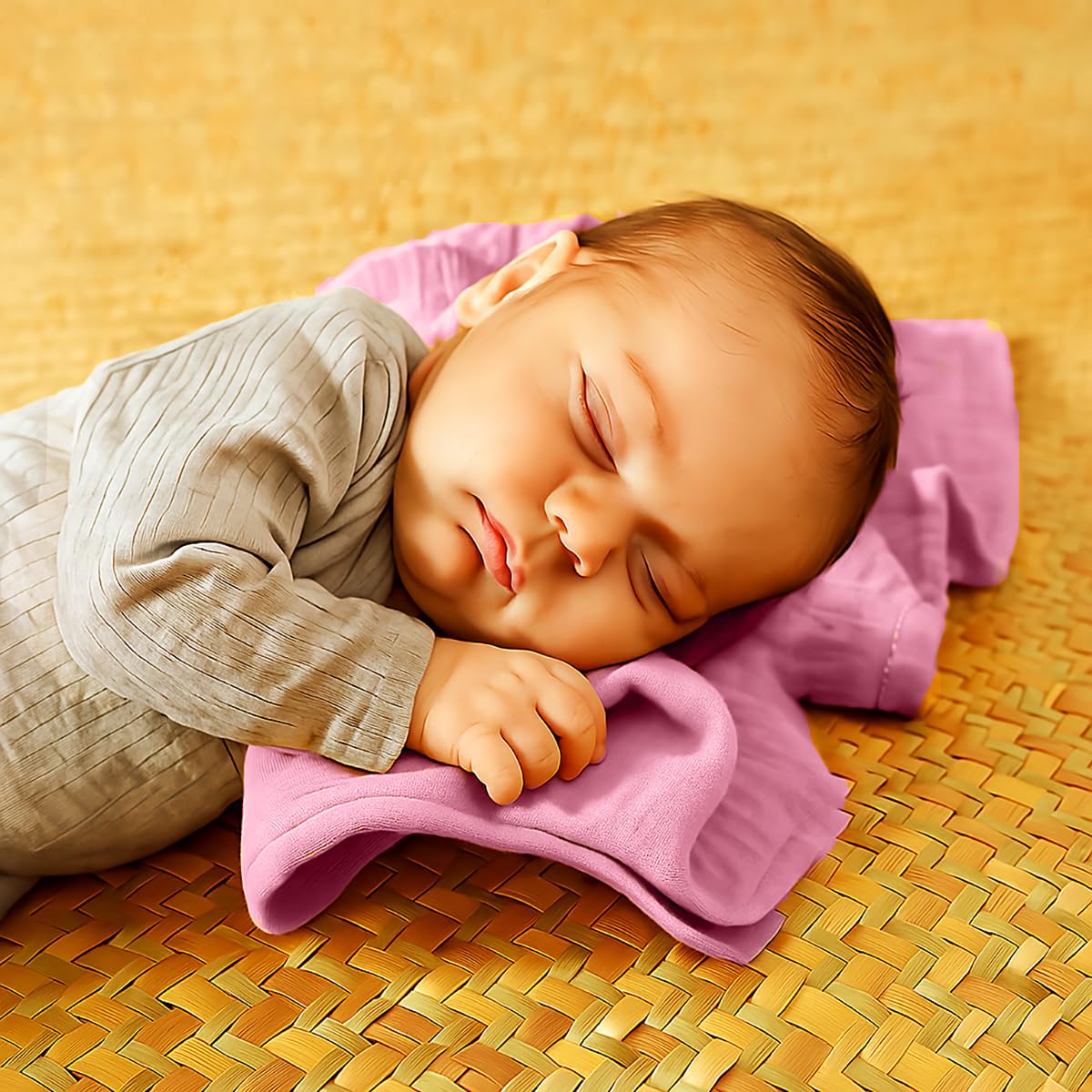 PAPATE - Lot de 2 Langes Bébé 50x50cm en Coton Bio Ultra Doux - Multi-usages : Doudou, Bavoir, Tapis à Langer - Absorbants & Séchage Rapide - Fabriqués en France - Rose