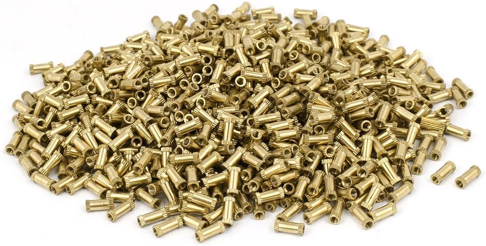 M3x10mmx4.3mm Brass Nails, Screws & Fasteners Female Threaded Knurl Round Insert Embedded Nut Nut & Bolt Sets Fastener 1000pcs