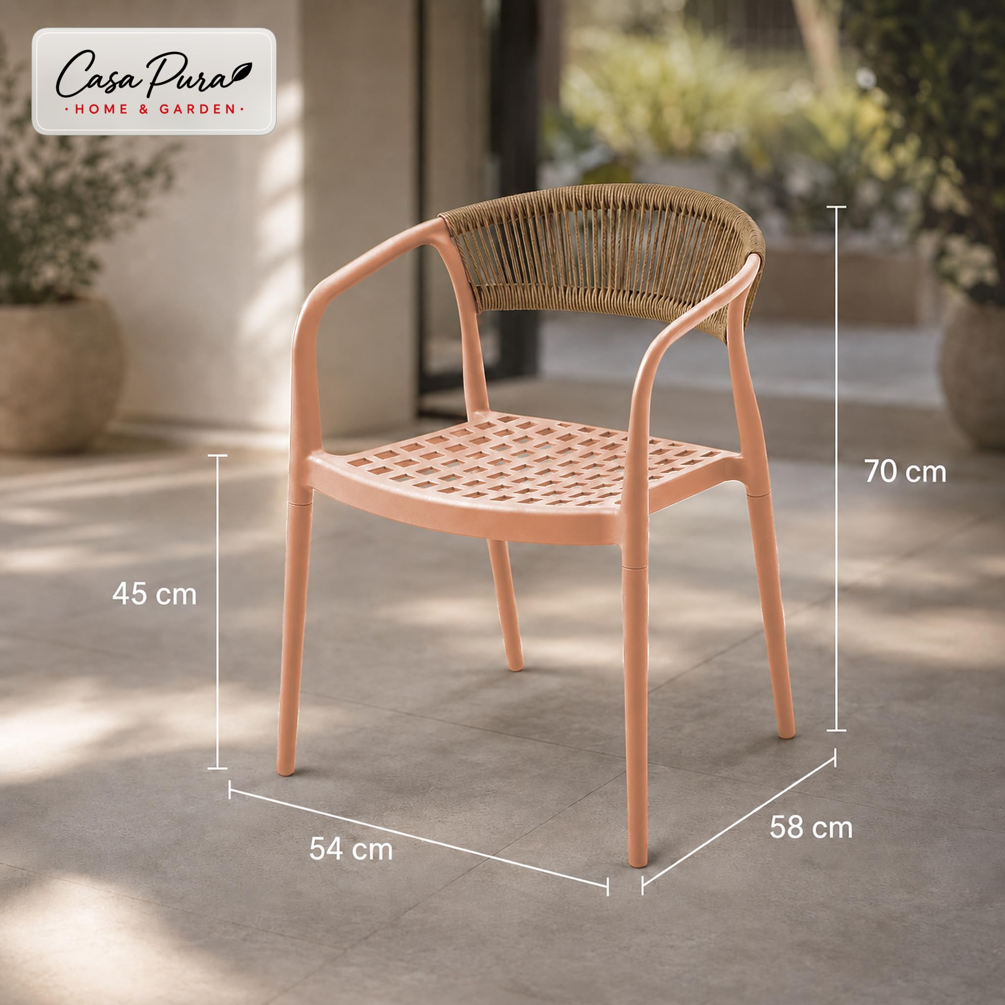 casa pura Gartenstuhl Solaro mit handgeflochtener Rückenlehne – Orange