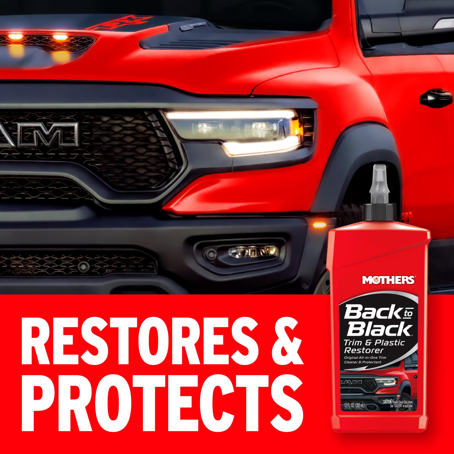 Mothers Back-to-Black Trim & Plastic Restorer, 12 oz. — Removes Oxidation, Dirt & Wax Residue – Restores Faded Trim & Provides Long-Lasting Protection (06112) - Image 2