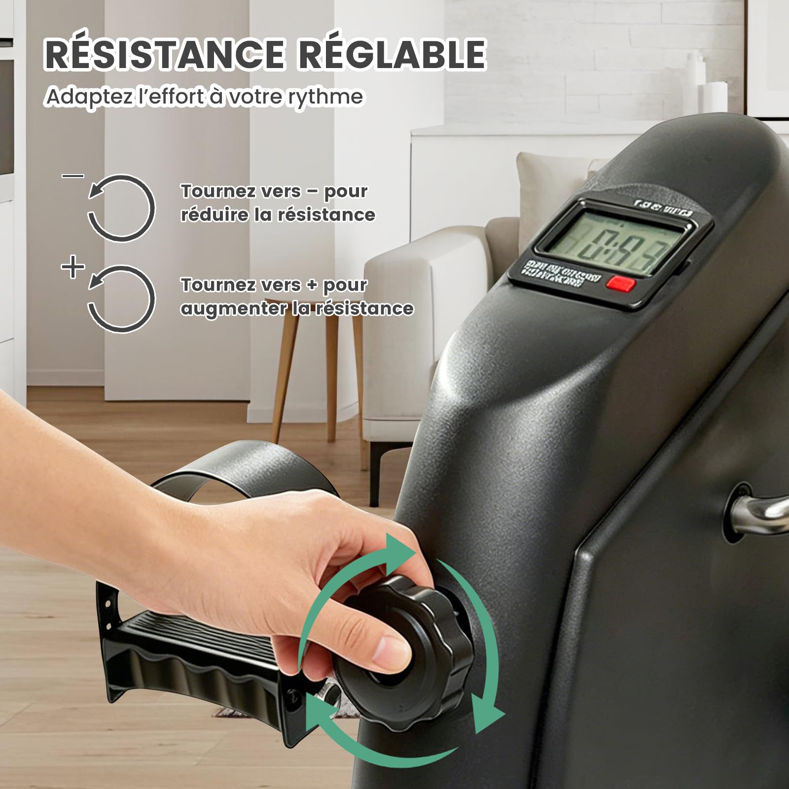 Pédales statiques pour personnes âgées, pour exercice de rééducation des jambes et des bras, pédalier compact, portable et facile à monter et à utiliser, mini vélo pour exercices (noir)