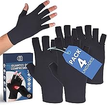 Pack of 4 Gloves for Osteoarthritis and Arthritis – Compression for Women and Men – Reduces Inflammation – Fingerless for Hands – Suitable for Work, Gaming (Small)