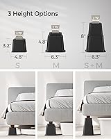 Vista 2 de SONGMICS Elevadores de cama, paquete de 4 elevadores de muebles, elevadores de cama resistentes en alturas de 3, 5 u 8 pulgadas, eleva hasta 1300