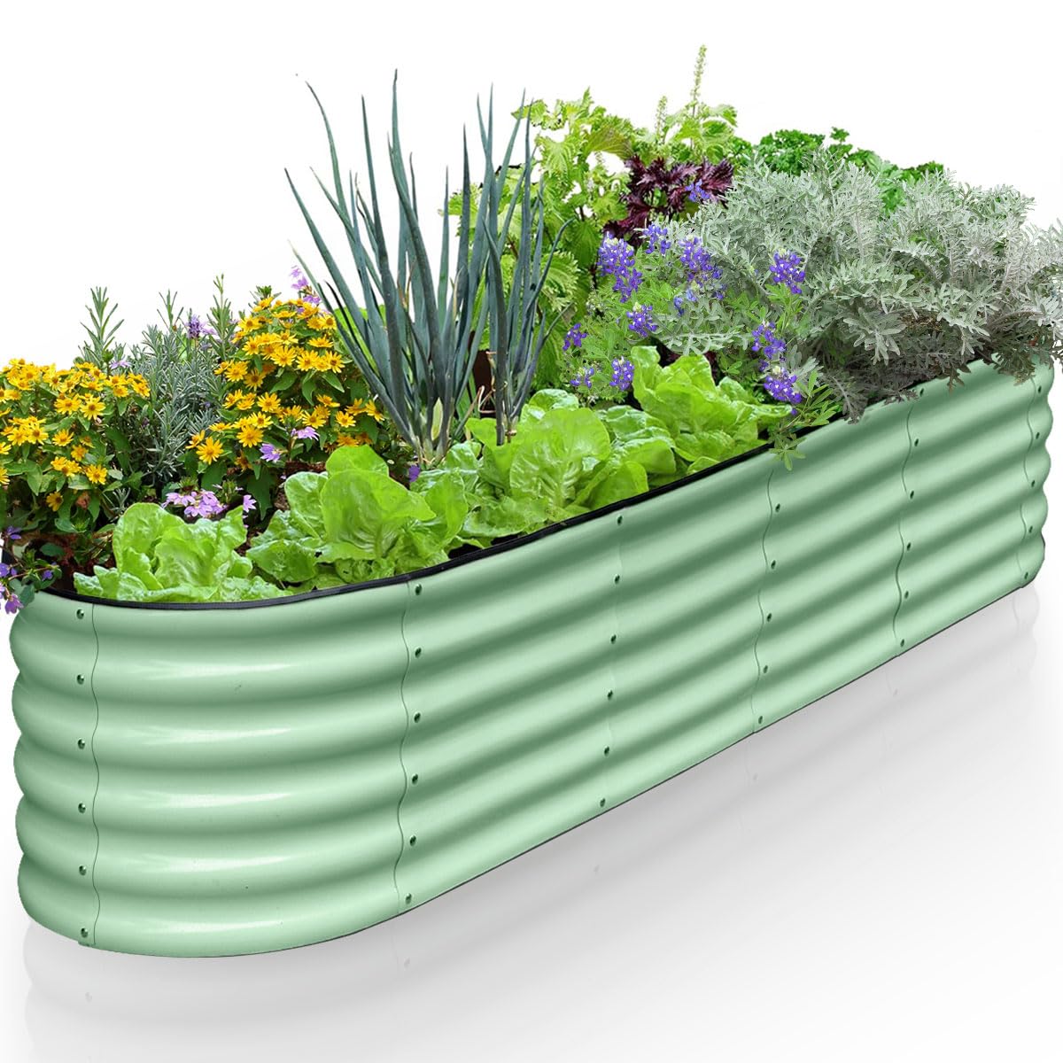 Wurzberge Raised Beds for Garden-Green-284 * 60 * 60cm, Deep Large Metal Raised Planter Outdoor for Free Assembly with Ease, Galvanized Raised Garden Bed for Vegetables, Flowers and Herbs，Green