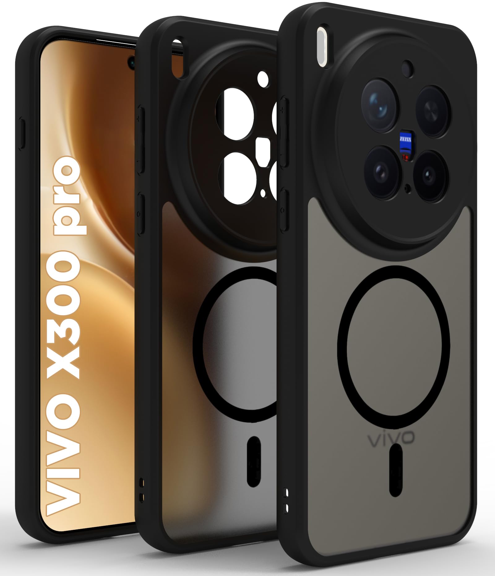 RIGGEAR Shockproof Sleek Hybrid Armor Magnetic Back Cover Case Compatible with MagSafe Accessories for Vivo X300 Pro 5G (Smoke Black Matte PC + Black TPU Bumper)-image-38