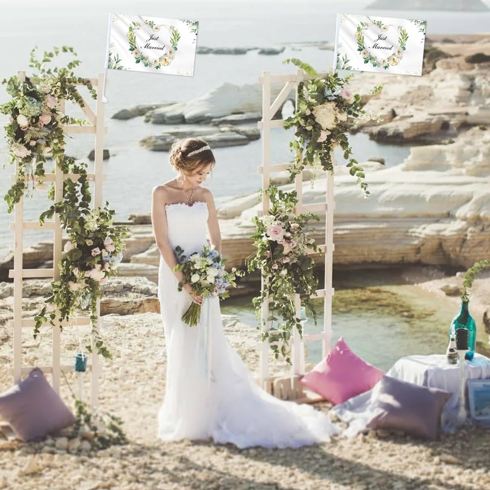 Just Married Bandiere per Auto Matrimonio Decorazione 47 x 30 cm