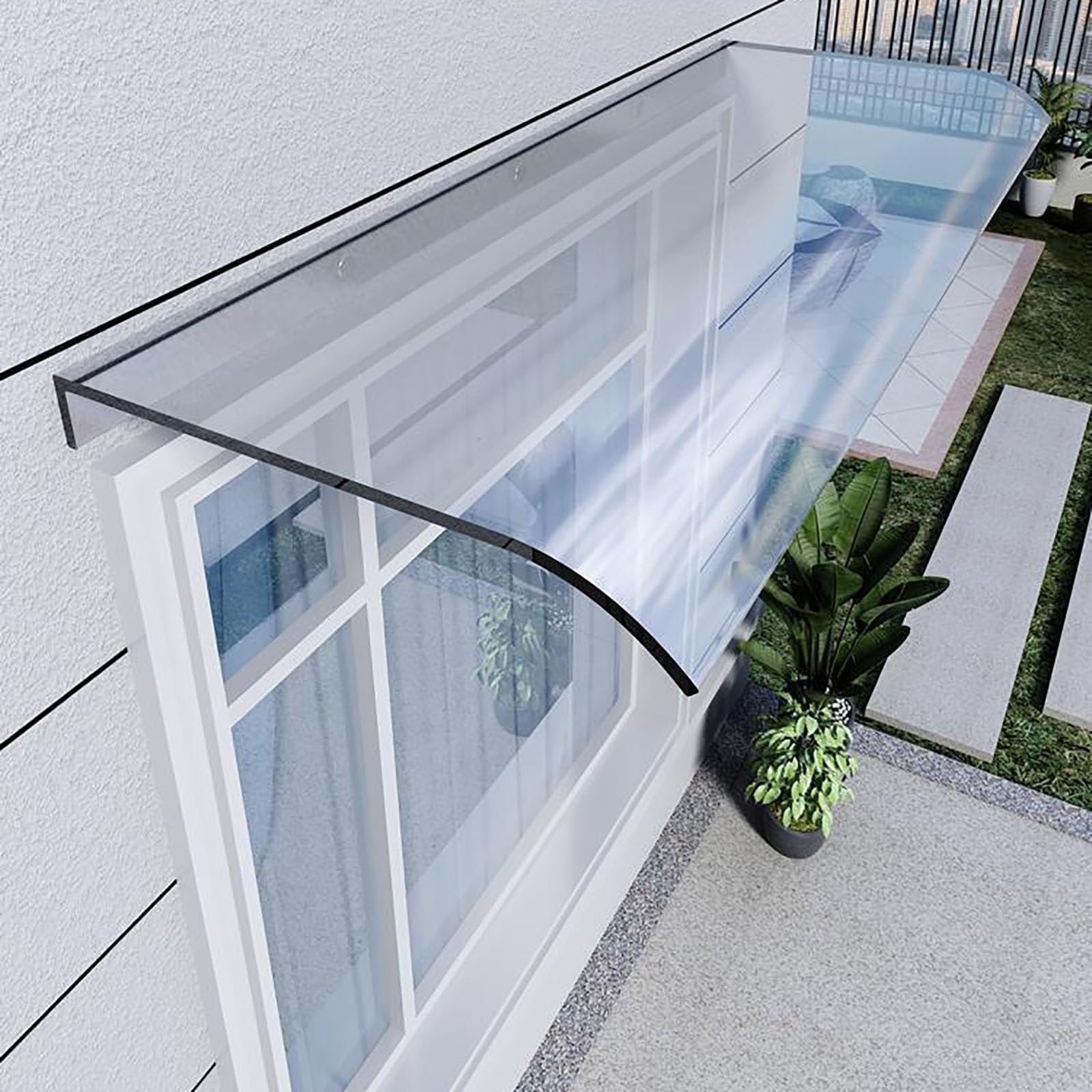 Auvent de porte d'entrée polycarbonate transparent panneau de toit imperméable protection UV