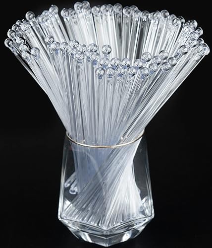 50 unidades de palitos de plástico transparente, paletas de pastel de cristal, agitadores de bebidas de café de cóctel, palitos para agitar, 7.24