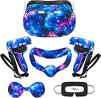 Vista 22 de VR Accessories for Oculus Quest 2, Silicone Face Cover/Controller Grip Cover/VR Shell Cover/Lens Cover/10PCS Disposable Eye Cover are Included in VR