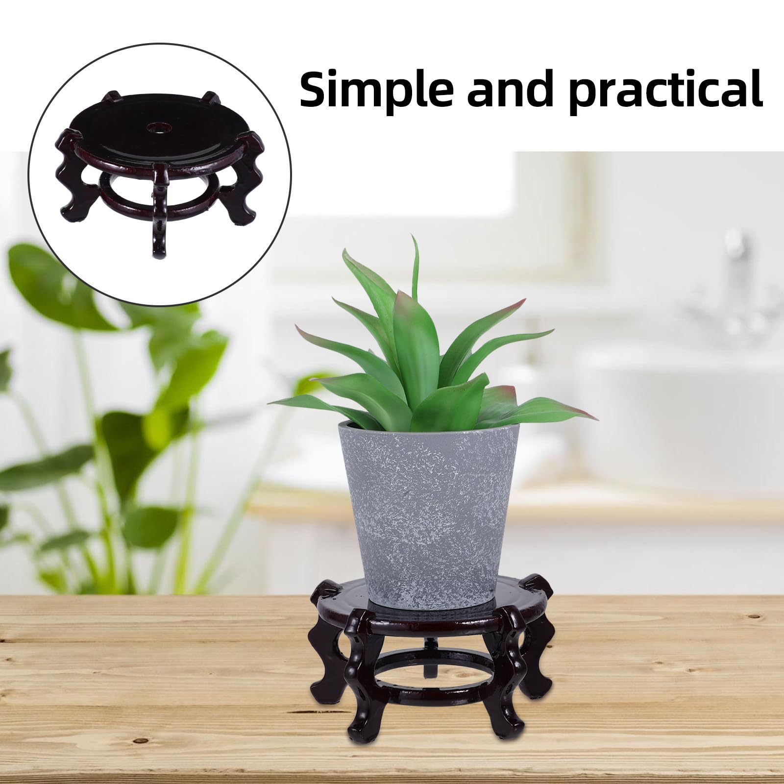 NOLITOY Soporte para Macetas de Madera Maciza Marrón, Base Redonda Resistente para Plantas Interiores, Estante Creativo de 2 Piezas Adecuado para Cualquier Rincón del Hogar