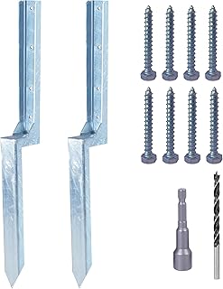 Fence Post Repair Kit Heavy Duty 4x4 & 6x6 Post Preservative,One-Piece Fence Post Support Brackets, Anchor Repair Kit for Broken, Leaning, or Damaged Fenceing - Post Fix Stabilizer for Wood Fencing