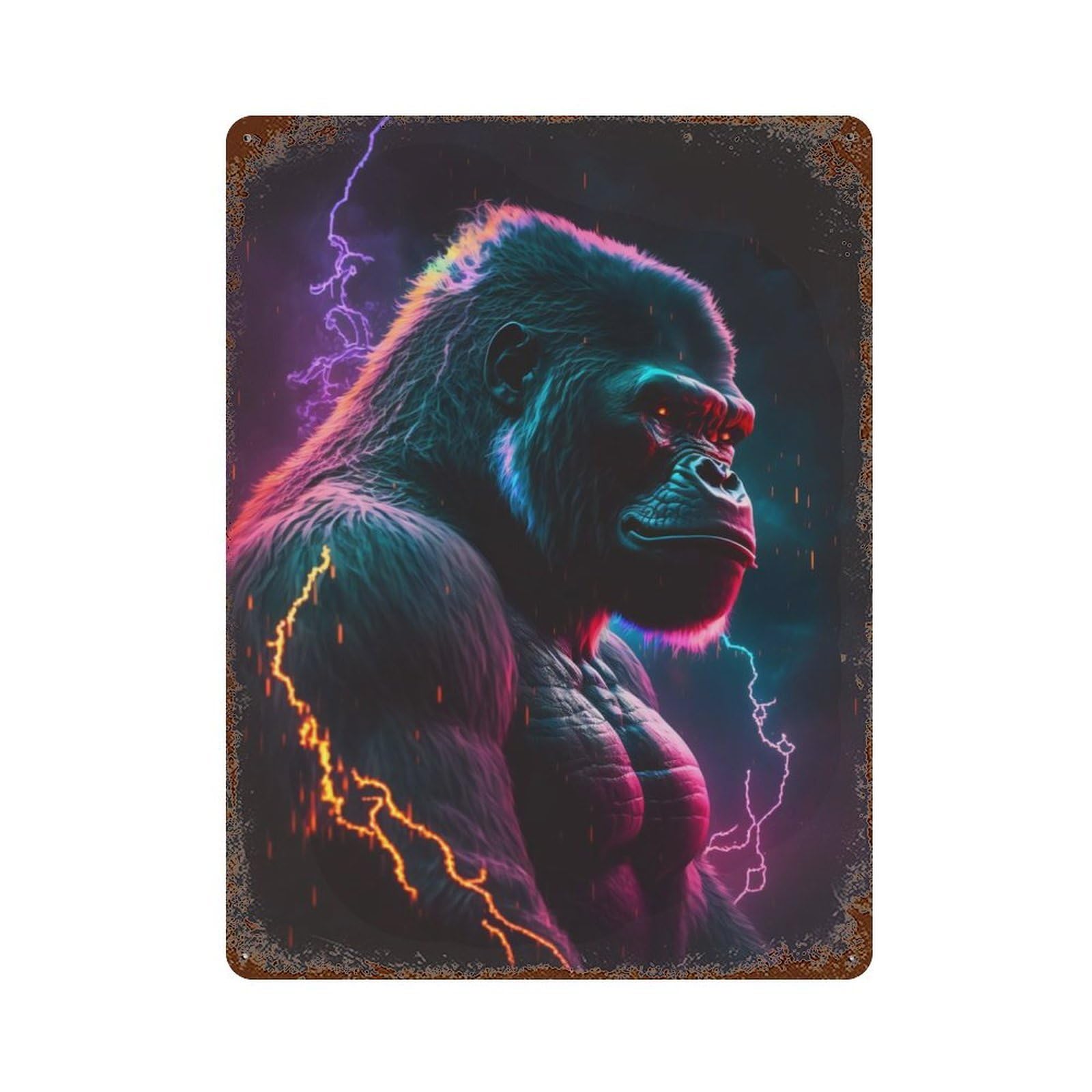 Synthwave Gorilla Retro Metal Sign 15.7"x11.8", for Garage, Bar And Workshop Decor, Shabby Chic Decor