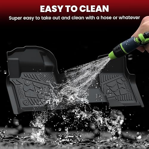 Miniatura 7 de LASFIT - Tapetes para Ford F250, F350 y F450 2017-2026 con banco delantero y parte trasera con almacenamiento, protectores de TPE para piso