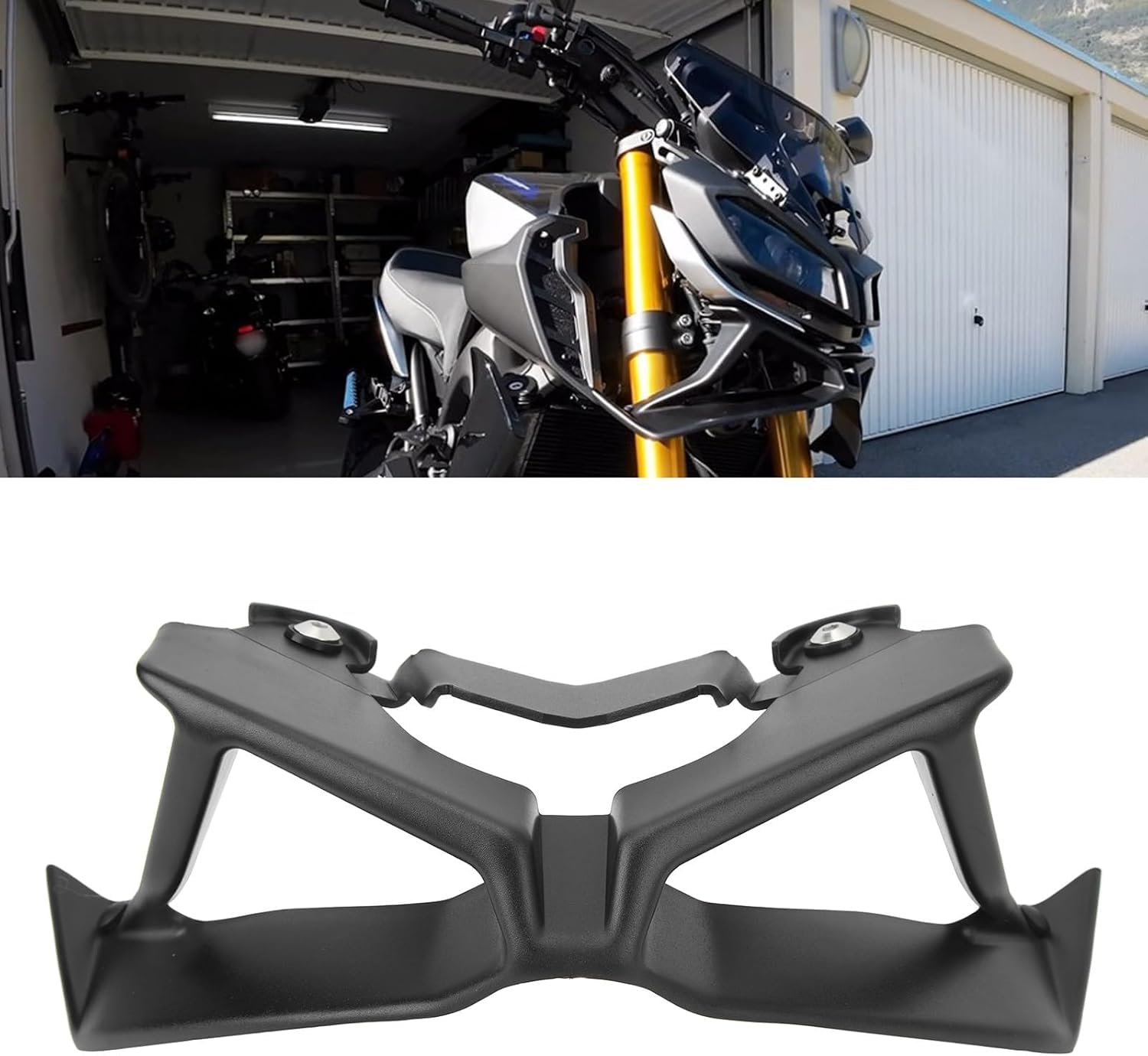 Aramox Spoiler Anteriore per Moto Naked Downforce Spoiler Wing MT‑09 2017-2020 Nero, ARAMOXZGWXBO592A