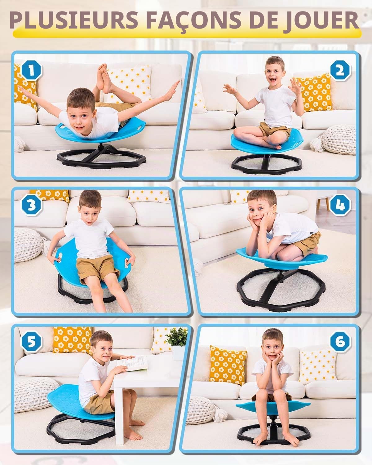 KidBloom Chaise Sensorielle Rotative pour Enfants Autistes, Jouet Sensoriel 360° pour DéVelopper L’éQuilibre