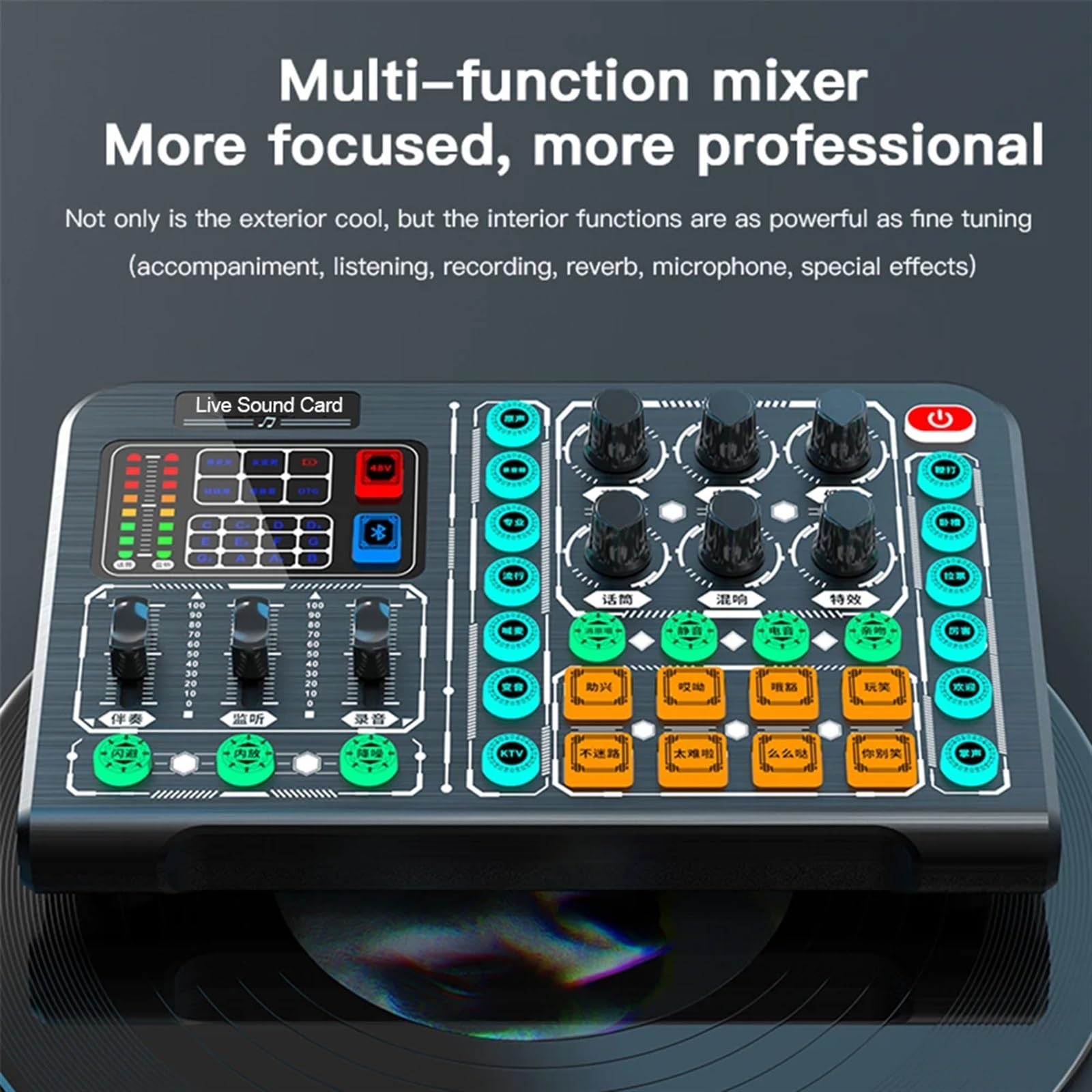 Mesa de Mezclas, Control de volumen, reverberación for juegos, for Streaming, DJ, Home, KTV, portátil, inalámbrico, profesional, tarjeta de sonido en vivo, cambio de voz