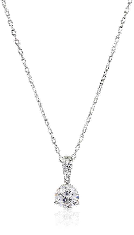 【SWAROVSKI】Solitaire ペンダント Solitaire ペンダント, ラウンドカット, ホワイト, ロジウム