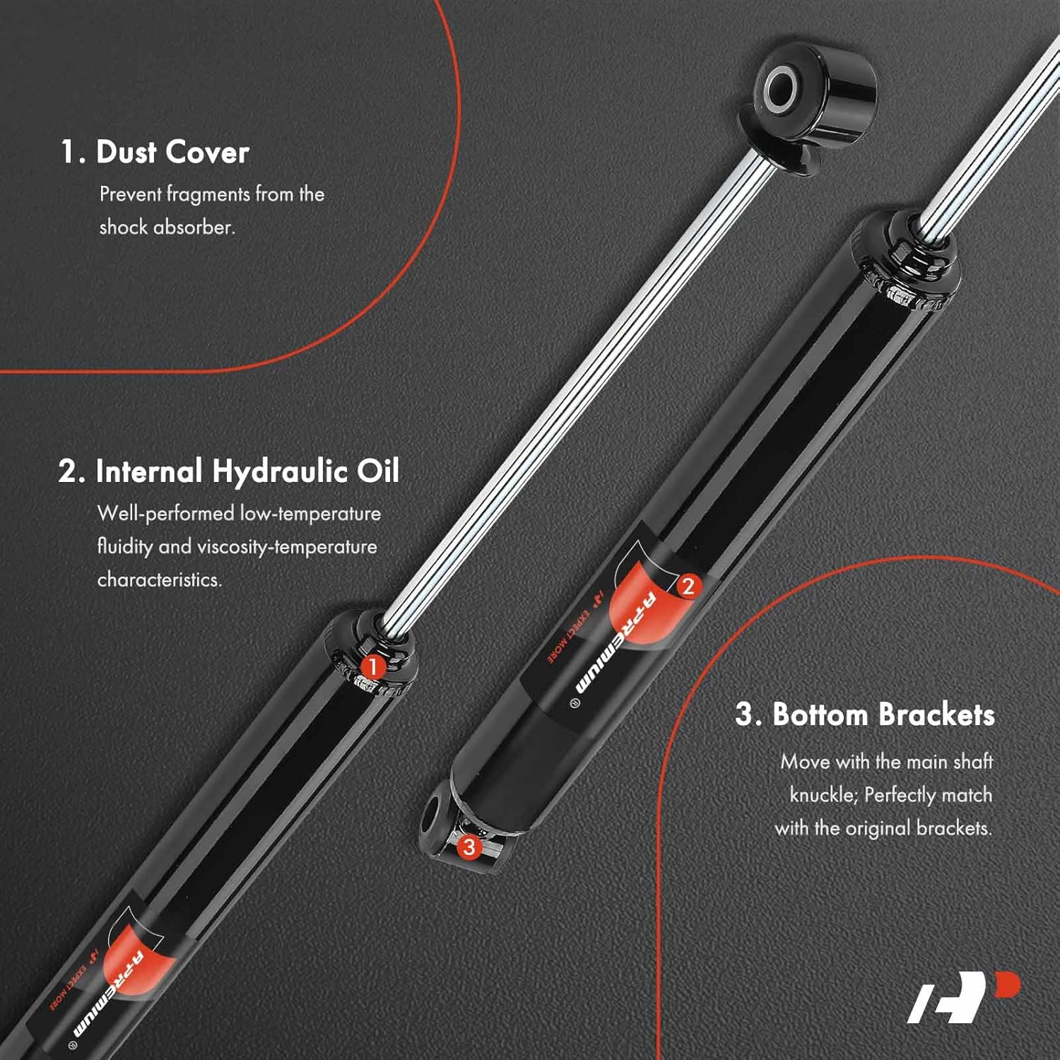 A-Premium Front Steering Damper Stabilizer Compatible with Ford F-250 Super Duty, F-350 Super Duty, F-450 Super Duty, F-550 Super Duty, 2011-2022