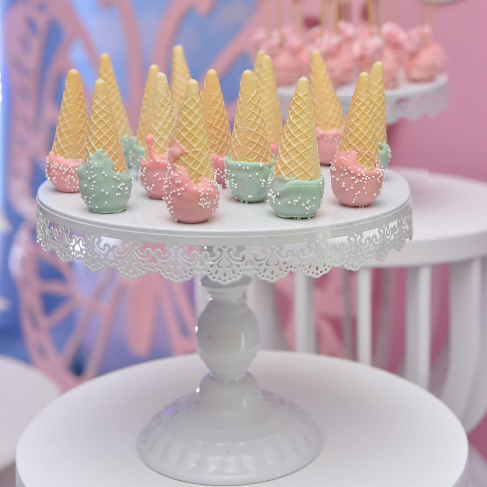 Yarlung Set Of 3 White Metal Cake Stands - 8, 10 & 12 Inch Tiered Dessert Display For Parties - View #4