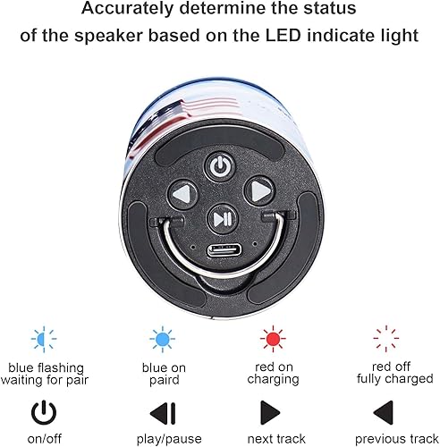 Miniatura 3 de Altavoz Bluetooth inalámbrico de tambor de aceite, pequeño altavoz de metal con patrón de bandera estadounidense, Mini altavoz portátil 12 horas