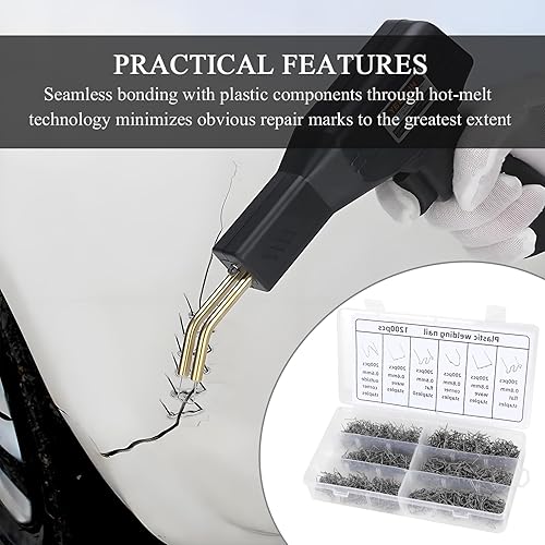 Miniatura 5 de Hovom 1200 grapas de soldadura de plástico, 6 tamaños de 0.024 in 0.031 in, grapas calientes de acero inoxidable para reparación de parachoques de