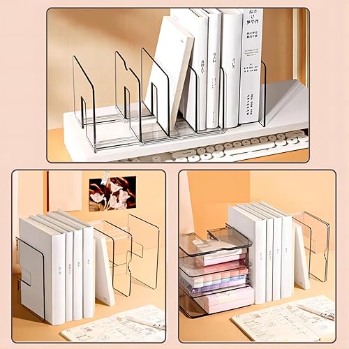 Miniatura 5 de Sylfaen Organizador de archivos de escritorio transparente, clasificador de archivos acrílico expandible, rebote automático, multifunción 5