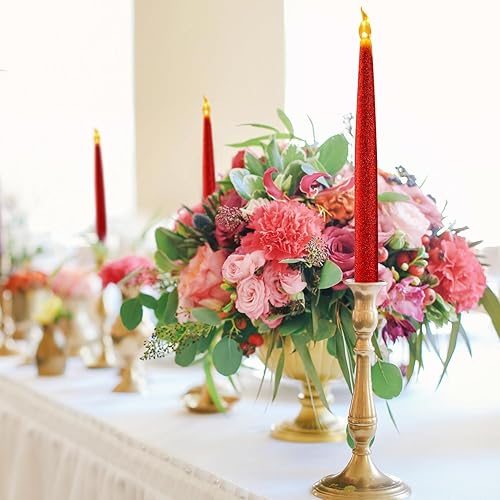 Vista 62 de Furora Lighting - Velas largas LED sin llama, para ventana, a pilas, velas eléctricas con función de temporizador de 6 horas Oro 11.5