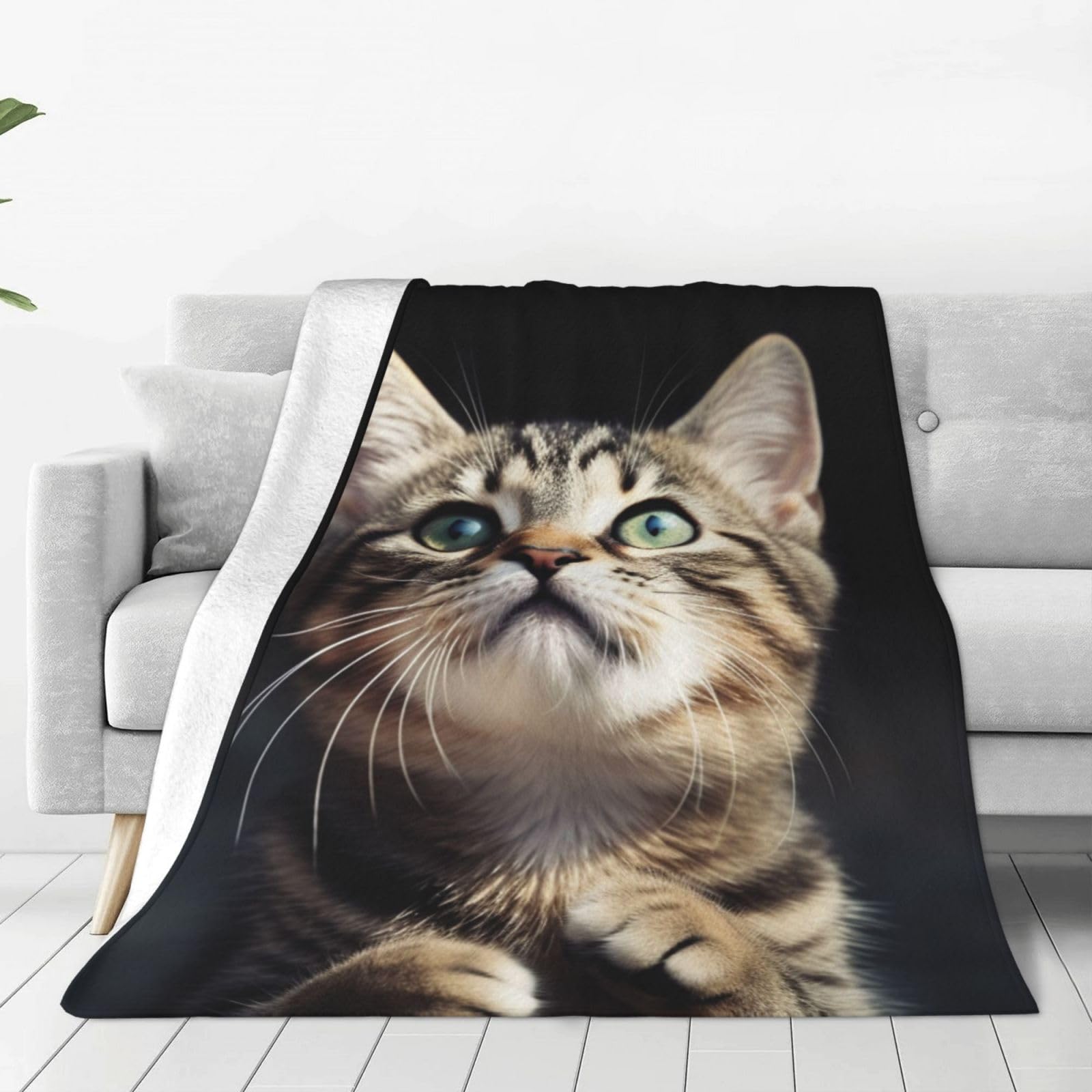 KLOPH Cat Throw Blanket 40"x30" Flannel Fluffy Warm Blanket for Couch, Reversible Plush Blankets for Bed, Comfy Fuzzy Blanket for Sofa, Plush Lightweight-Blankets for All Season