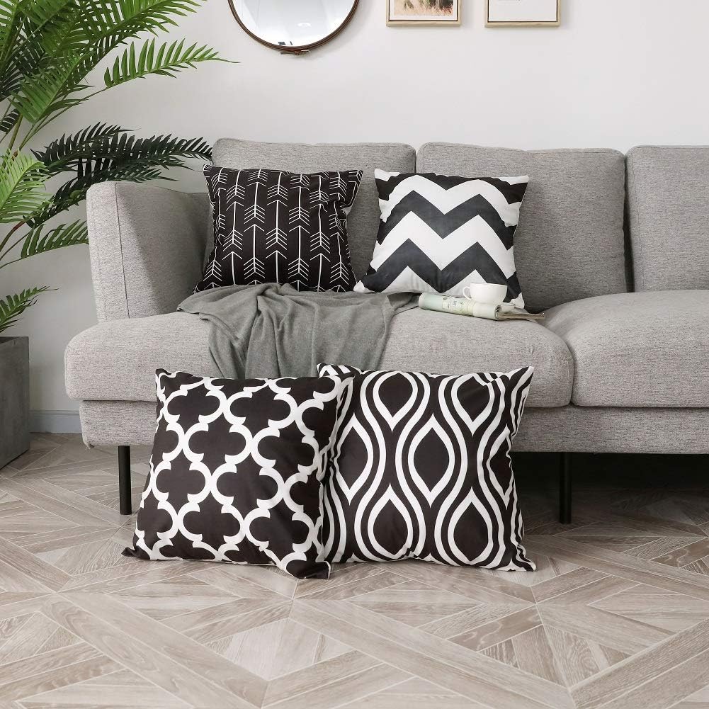 black and gray throw pillows