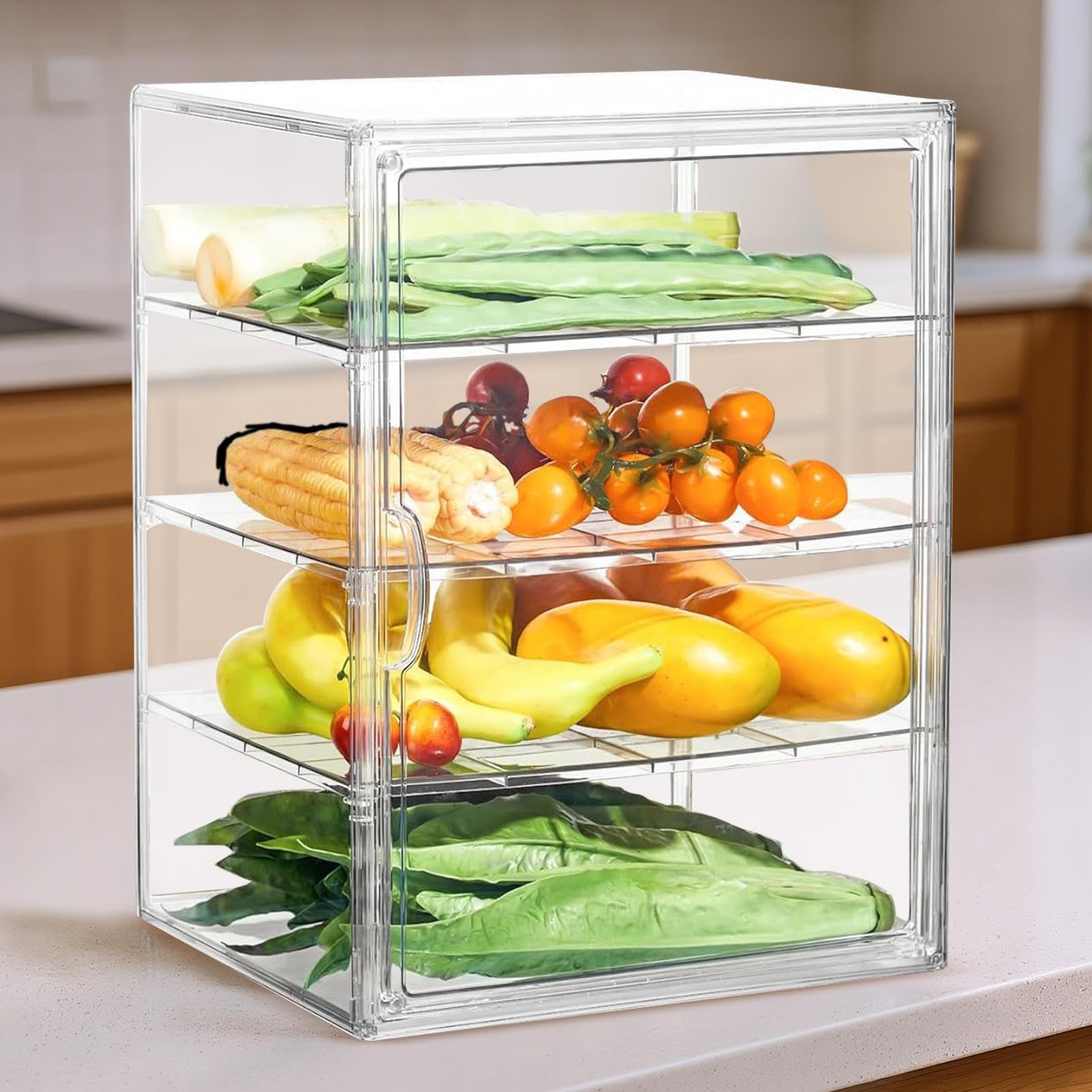 ery vetrina acrilica multistrato pasticceria vetrina trasparente Stora Box per pane biscotti panini Bals 40 x 30 x 25 cm – ideale per uso domestico