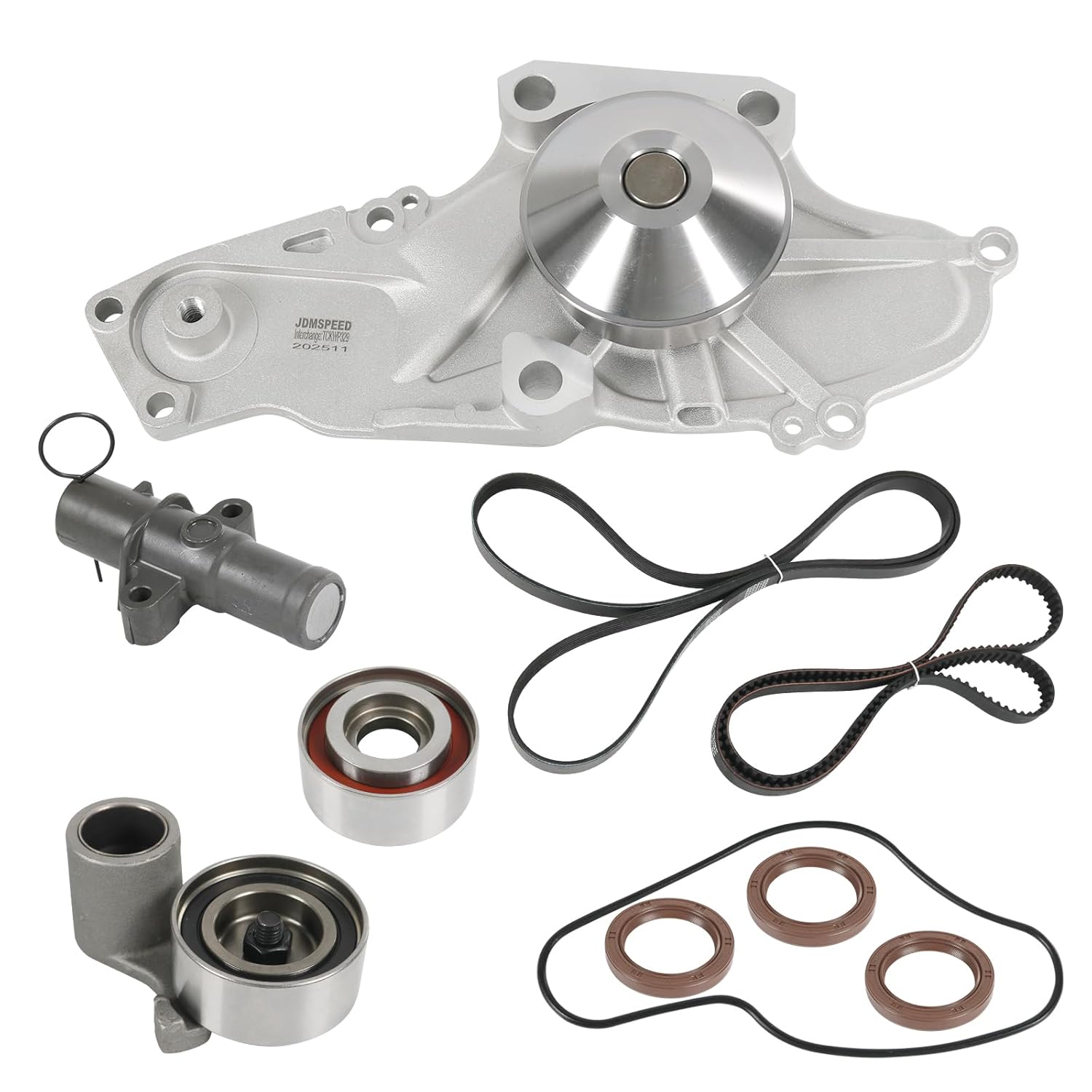 TCKWP329 Timing Belt Kit with Water Pump Compatible with 2003-2018 Honda Accord Crosstour Odyssey Pilot Ridgeline Acura MDX RDX RL TL TSX ZDX 2004-2007 Saturn Vue 3.0L 3.5L 3.7L Replace#TKH-002