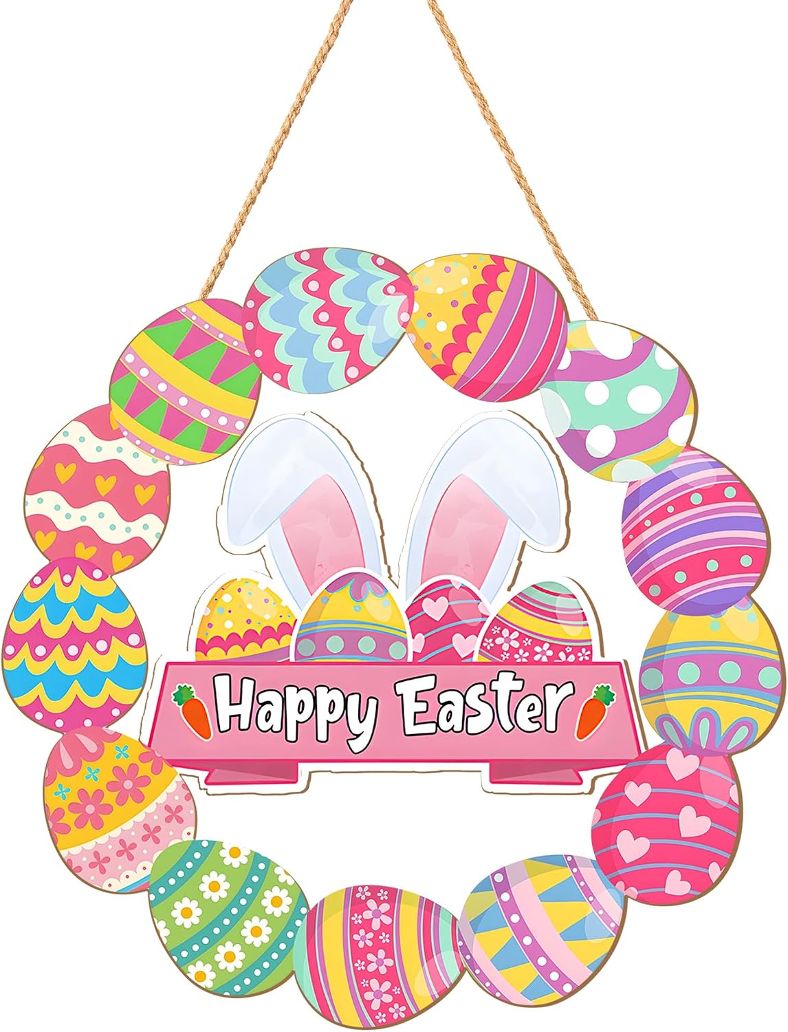 Amazon.com: BCCSNNM Easter Door Sign Decorations, Bunny Eggs Hanging ...